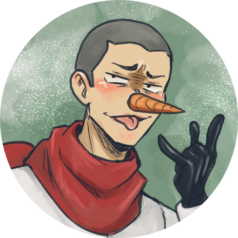 Tanaka Ryuunosuke (Haikyuu) cheeses as a snowman with a carrot nose.