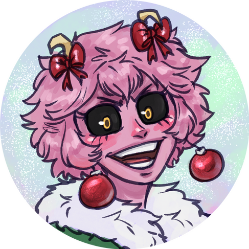 Ashido Mina (BnHA) looks jubilant in ornament earrings and bows adorning her horns.