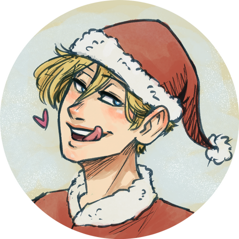 Monoma Neito (BnHA) salaciously licks his lips in a Santa costume.